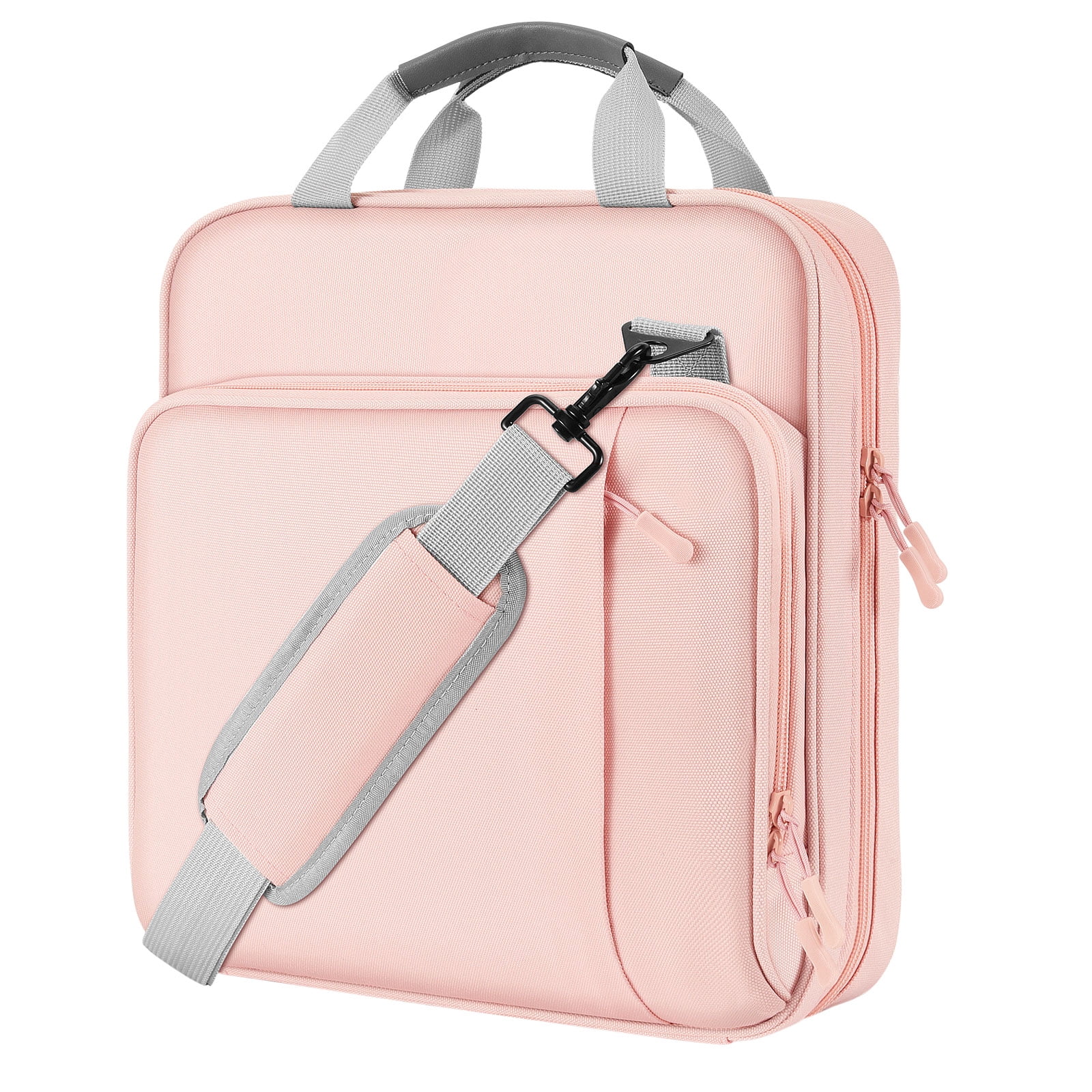 MoKo Zipper Binder with Strap Handle, 2 inch 3 Ring 500 Sheet Capacity Multi-Pockets Binder Organizer, School Office Supplies, Pink