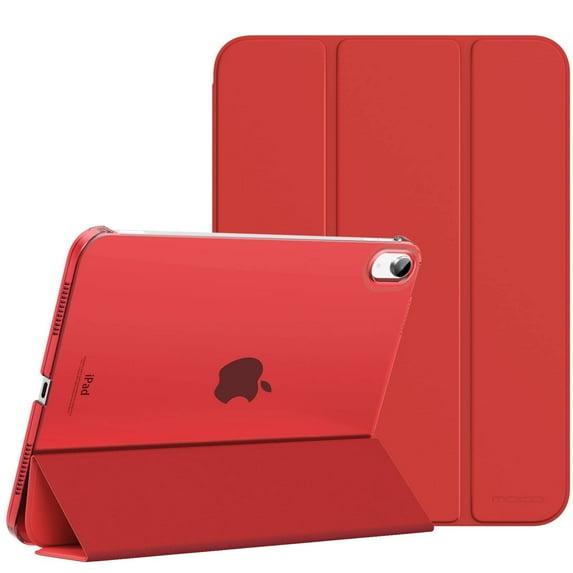 MoKo Case for iPad (A16) 11th Generation 11 Inch 2025, iPad 10th Generation 10.9 inch 2022, Slim Stand Protective Cover with Hard Translucent Shell Cover, Support Touch ID,Red