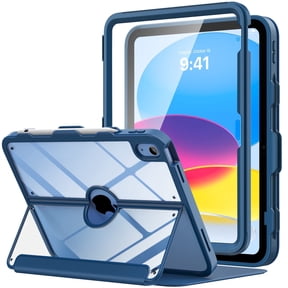 MoKo Case for iPad 11-inch (A16) 11th Generation Case 2025/ iPad 10th Generation Case with Pencil Holder 2022 10.9", Built-in Screen Protector Clear Back, Multi Angle Viewing Stand, Navy Blue