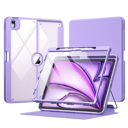 MoKo for iPad Air 13 Inch Case (M4/M3/M2) 2026/2025/2024 with Pencil Holder, 13 Inch iPad Air Case with Screen Protector,Multi-Angle Magnetic Stand,Cover,Lens Protector, Purple