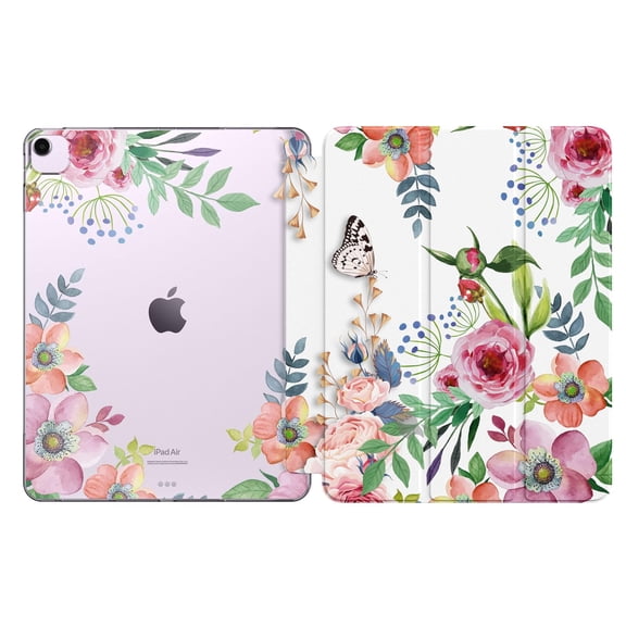 MoKo for iPad Air 13 inch Case M3 2025/M2 2024, iPad Air 13 inch Case with Soft Translucent Frosted TPU Back Shell, Slim Smart Protective Cover, Auto Wake/Sleep,Support Touch ID,Fragrant Flowers