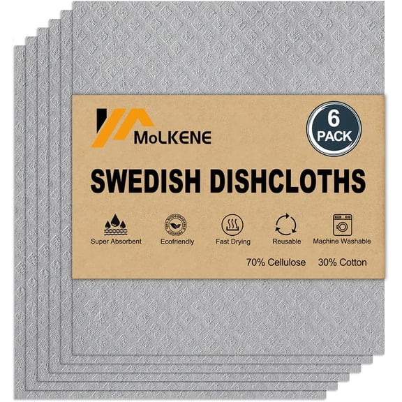 MoLKENE Swedish Dish Cloths - 10 Pack Reusable Kitchen Dishcloths - Ultra Absorbent Dish Towels for Washing Dishes - Cellulose Sponge Cloth Cleaning Rag - Assorted