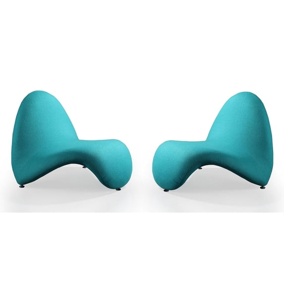 MoMa Teal Wool Blend Accent Chair (Set of 2)
