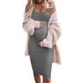 thumbnail image 1 of MoMarDer Pregnant Women Maternity Bodycon Midi Dress Sleeveless Summer Party Sundress, 1 of 2