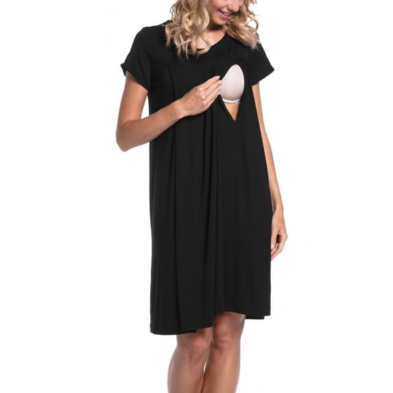 MoMarDer Pregnant Womens Short Sleeve Pajamas Gown Hospital Lab Delivery Maternity Nursing Nightdress Sleepwear