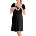 thumbnail image 1 of MoMarDer Pregnant Womens Short Sleeve V Neck Lace Pajamas Nightdress Marternity Nersing Sleepwear Gown, 1 of 4