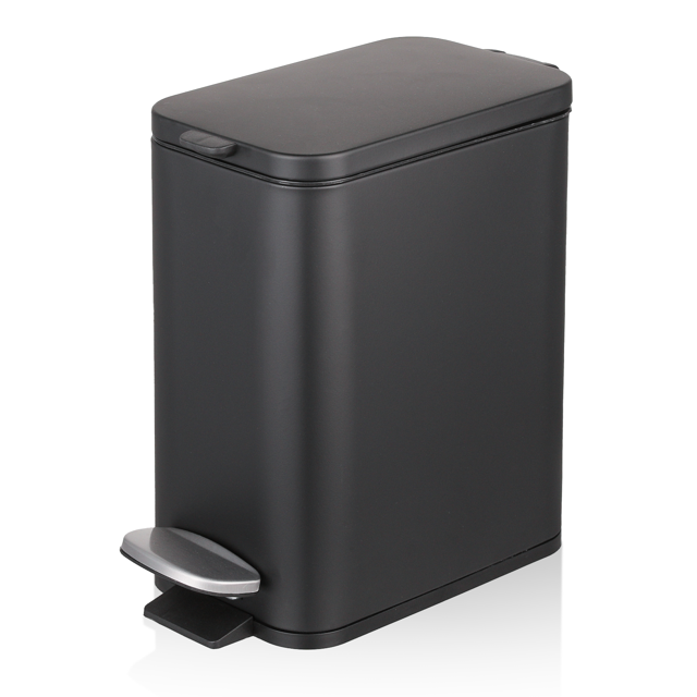 MoNiBloom 1.3 Gallon Pedal Trash Can with Lid, Removable Liner for Home & Office, Black