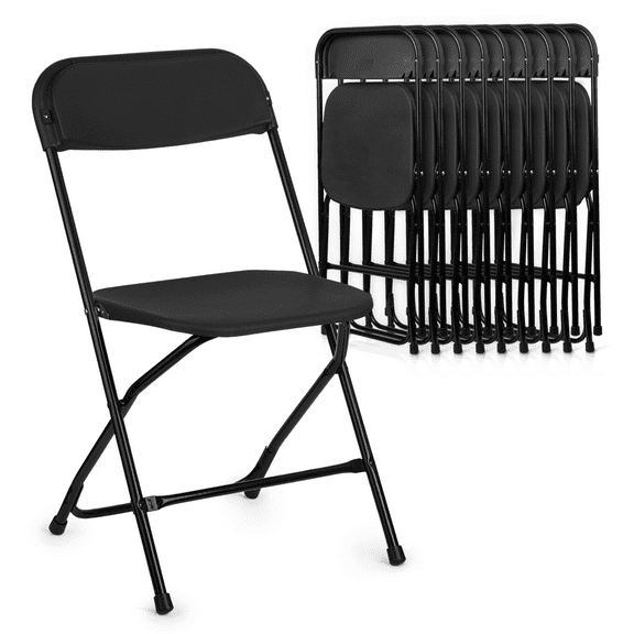 MoNiBloom 10 Pack Plastic Folding Chairs, for Indoor Outdoor Patio Garden Wedding Party Event Seat, Black
