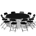 thumbnail image 1 of MoNiBloom 11 Pieces 5 Ft Black Portable Foldable Plastic Card Table and Chair Set Folding Dining Table w/Handle Picnic Desk, 1 of 10
