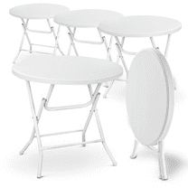 MoNiBloom 2.6Ft Outdoor Round Folding Table Set of 5, Portable Banquet and Event Commercial Card Dining Desk, White