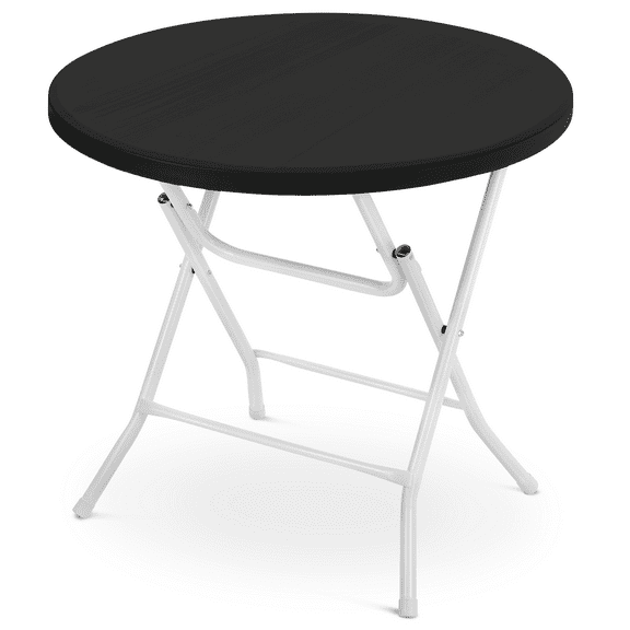 MoNiBloom 2.6Ft Round Folding Table, Portable Plastic Commercial Card Table for Indoor Outdoor, No Assembly, Balck