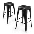 thumbnail image 1 of MoNiBloom 2 Pcs 30" Stackable Metal Bar Stools, Square Counter Seat, Metal Kitchen Counter Dining Chairs, Black, 1 of 11