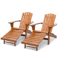 thumbnail image 1 of MoNiBloom 2 Piece Reclining Adirondack Chairs with Retractable Footrest, Wooden Lounge Chairs with Ottoman, Weather Resistant Outdoor Fire Pit Chairs, Teak, 1 of 11
