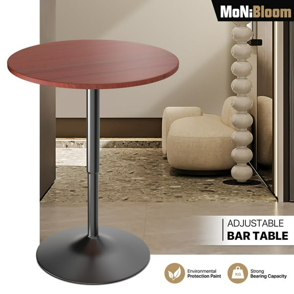 MoNiBloom 23.5" Metal Round Barstool Adjustable Height Swivel Bar Pub Table Counter for Bistro, Red
