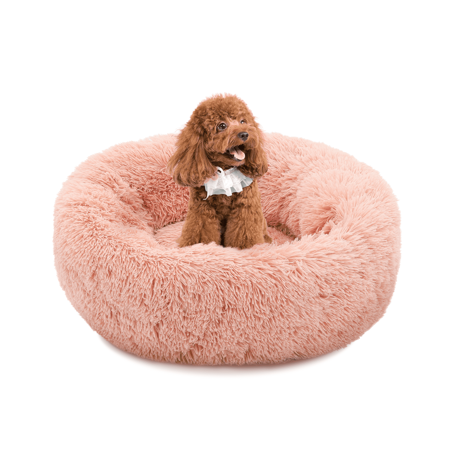 24" Pink Round Plush Elevated Doughnut Pet Bed