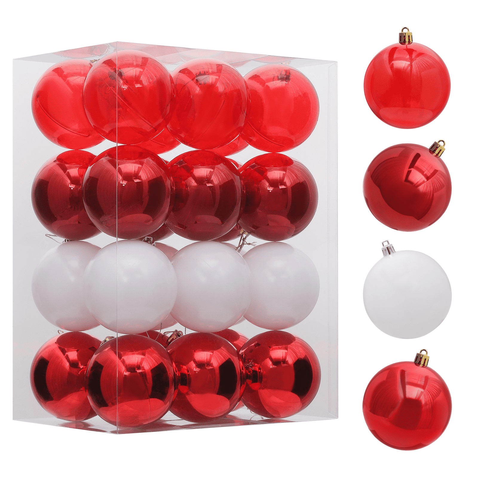 MoNiBloom 24pcs Red Christmas Balls Ornaments, 3" Christmas Balls