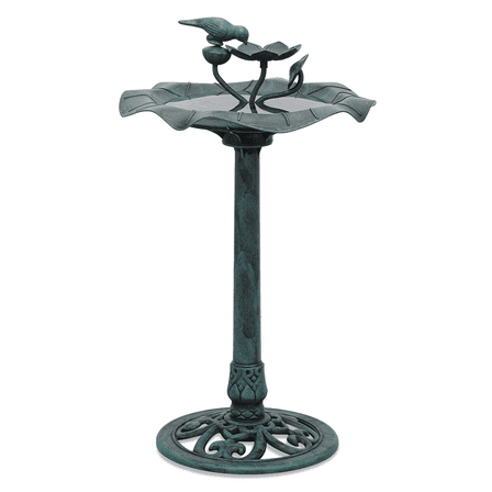 MoNiBloom 28" Outdoor Pedestal Bird Bath, for Garden Patio Backyard Décor, Green