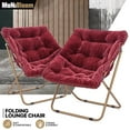 thumbnail image 1 of MoNiBloom 2Pcs Saucer Chair Soft Faux Fur Oversized Folding Accent Chair Lounge Lazy Chair Moon Chair with Metal Frame for Bedroom Living Room, Red, 1 of 10