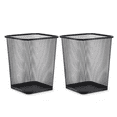 thumbnail image 1 of MoNiBloom 2pcs 5 Gallon Open Top Iron Mesh Trash Can, Rectangle Waste Paper Basket, Non-Slip Base Wire Dustbin for Office Living Room Bathroom, Black, 1 of 9