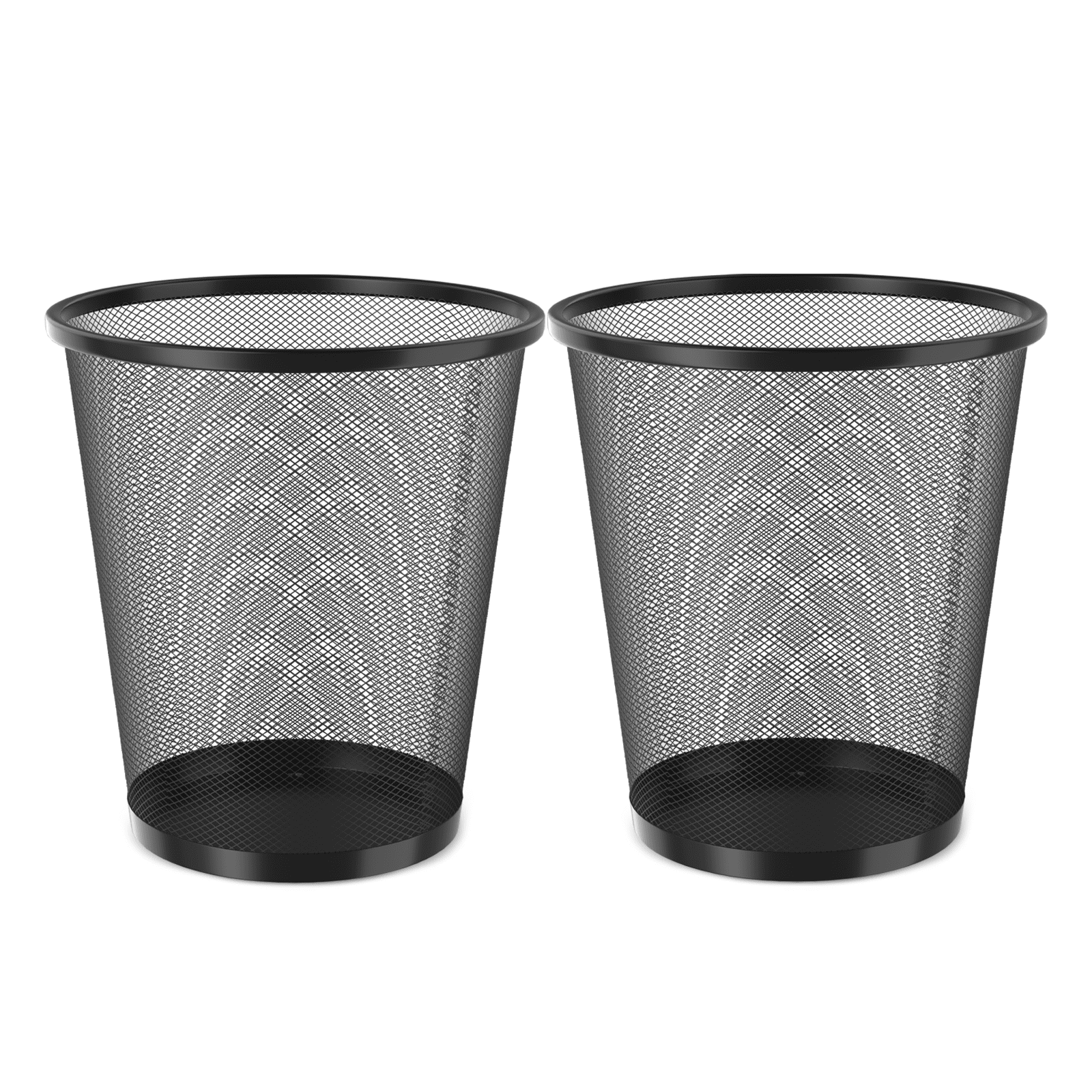 Black Metal Mesh Open-Top Waste Basket Set