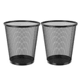 thumbnail image 1 of MoNiBloom 2pcs 5 Gallon Open Top Waste Paper Basket, Iron Round Wire Bin, Non-Slip Base Mesh Trash Cans, for Kitchen Bathroom Office, Black, 1 of 9