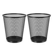MoNiBloom 2pcs 5 Gallon Open Top Waste Paper Basket, Iron Round Wire Bin, Non-Slip Base Mesh Trash Cans, for Kitchen Bathroom Office, Black