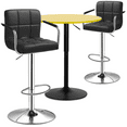 thumbnail image 1 of MoNiBloom 3 Piece Bar Dining and Chair Set, 31.5" Bar Table Round Cocktail Table and Adjustable Bar Stools with Armrest for Patio, 1 of 11