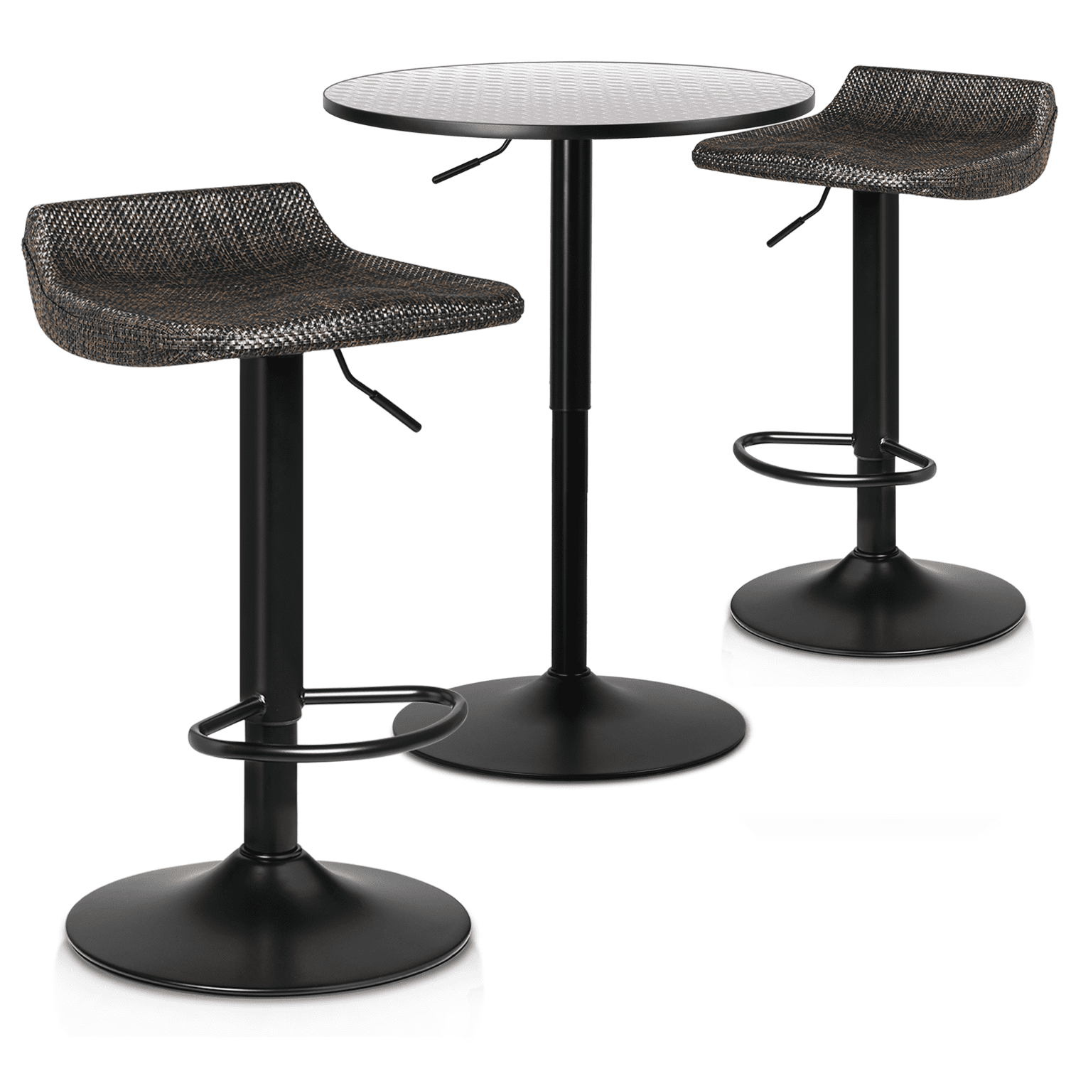 MoNiBloom 3 Piece Bar Table and Chair Set, 23.5" Pub Round Table and