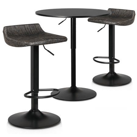 MoNiBloom 3 Piece Bar Table and Chair Set, 31.5" Adjustable-Heigh Pub Table and Counter Height Swivel Barstools for Dining Room