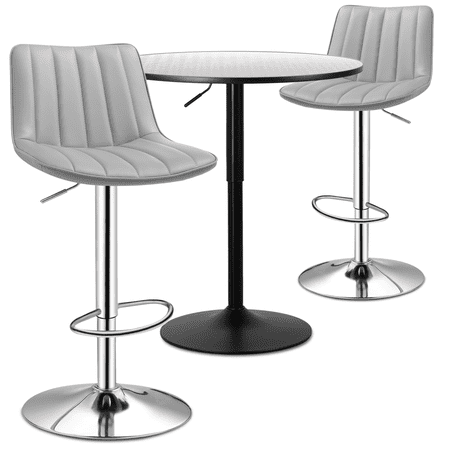 MoNiBloom 3 Piece Bar Table and Chair Set, 31.5" Dining Table High Top Table and Swivel Adjustable Bar Stools for Kitchen