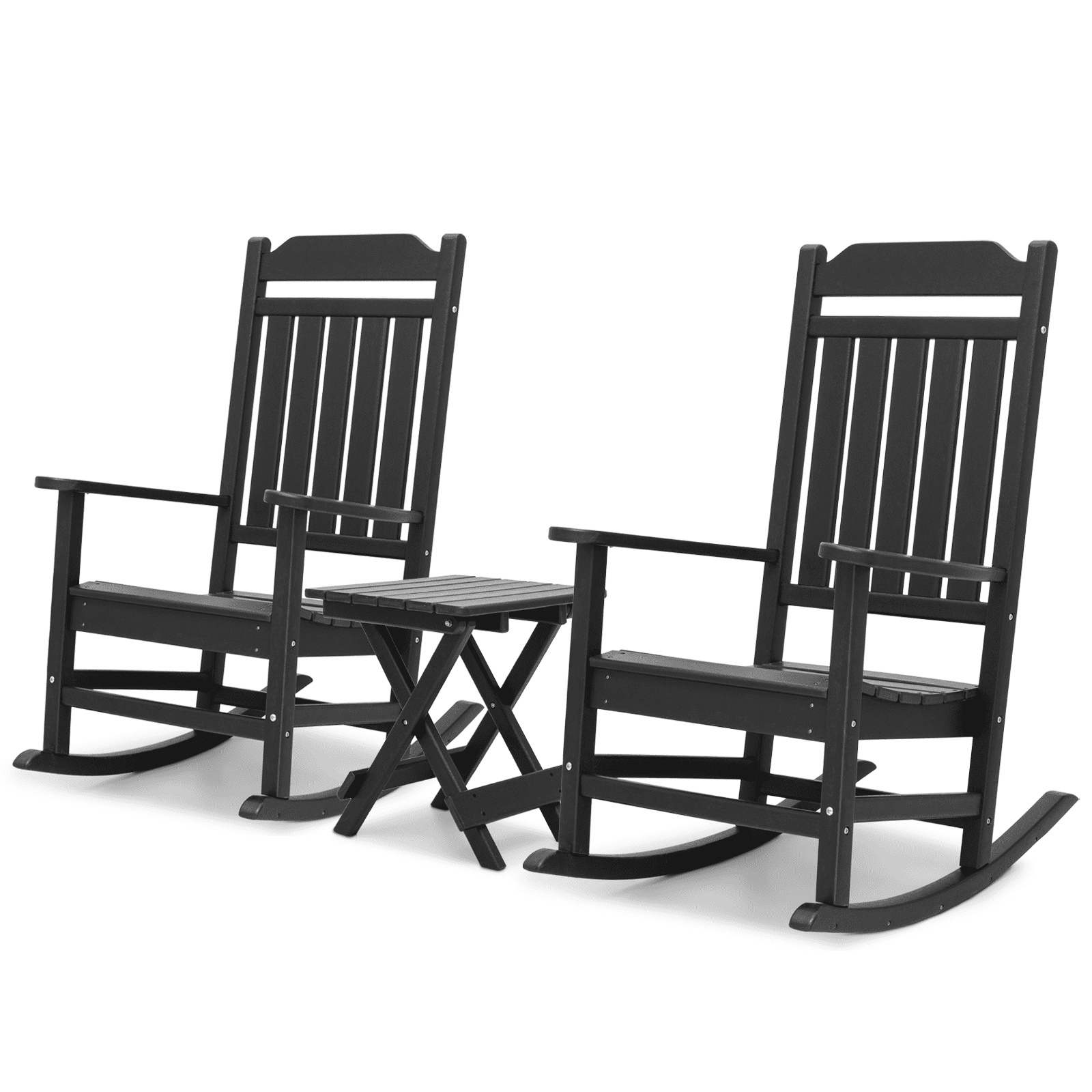 MoNiBloom 3 Piece Outdoor Rocking Chairs Set, Adirondack Rocker Chairs