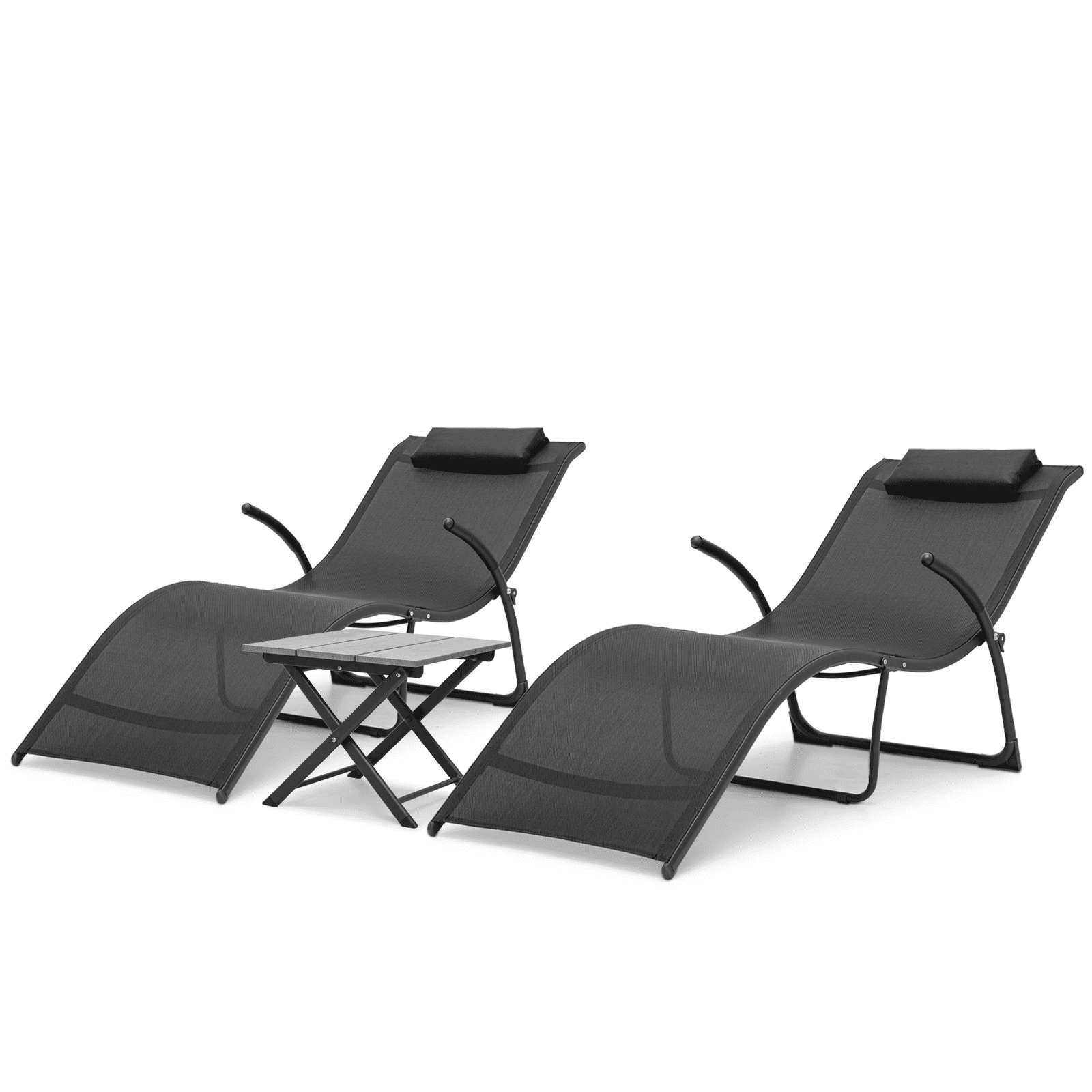 MoNiBloom 3 Pieces Patio Chaise Lounge Chair Set, Outdoor Beach Pool