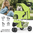 thumbnail image 1 of MoNiBloom 3 Wheel Folding Pet Dog Stroller, Foldable Lightweight Trolley with Storage Basket, Cup Holder and 360° Rotating Front Wheel for Small Medium Dogs, Lawn Green with White Polka Dots, 1 of 15