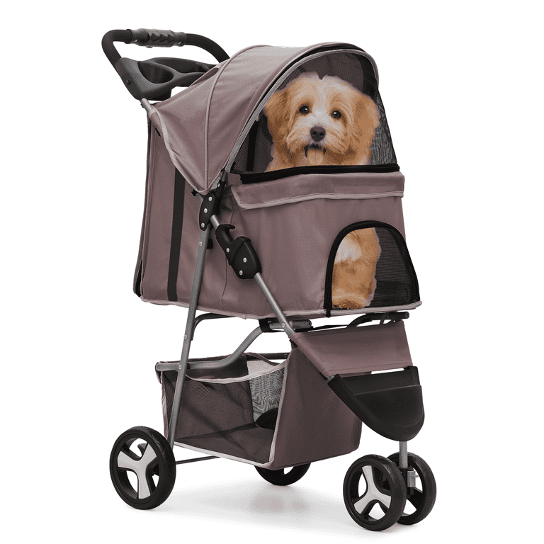 MoNiBloom 3-Wheel Pet Stroller, Foldable, Lightweight, Storage