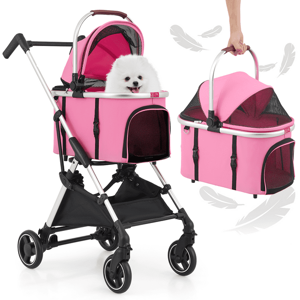 MoNiBloom 3-in-1 Pet Stroller with Storage Basket, Lightweight Cat