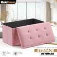 thumbnail image 1 of MoNiBloom 30" Folding Storage Ottoman Bench, PU Leather Collapsible Footrest Ottoman with Storage, for Living Room Bedroom Entryway, Light Pink, 1 of 8