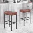 thumbnail image 1 of MoNiBloom 31.5" Backless Counter Bar Stool Set of 2, PU Leather Upholstered Saddle Seat Barstools for Kitchen Island, Metal Frame, Gray, 1 of 8