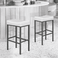 thumbnail image 1 of MoNiBloom 31.5" Backless Counter Bar Stool Set of 2, PU Leather Upholstered Saddle Seat Barstools for Kitchen Island, Metal Frame, White, 1 of 8