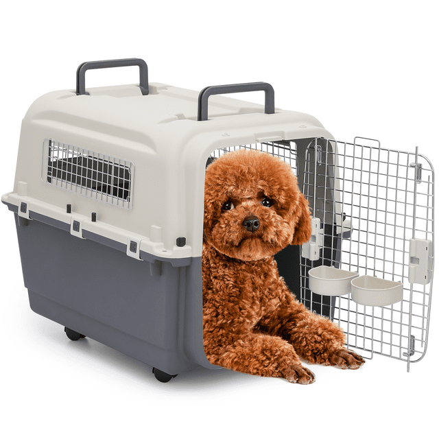 "MoNiBloom 32"" Large Rolling Pet Carrier Cage for Medium Dogs