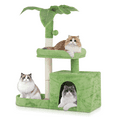 thumbnail image 1 of MoNiBloom 32" Cat Tree Tower with Leaf Design, Scratching Posts, Perch, Cat Cave and Hanging Ball for Indoor Cats, Lawn Green, 1 of 9