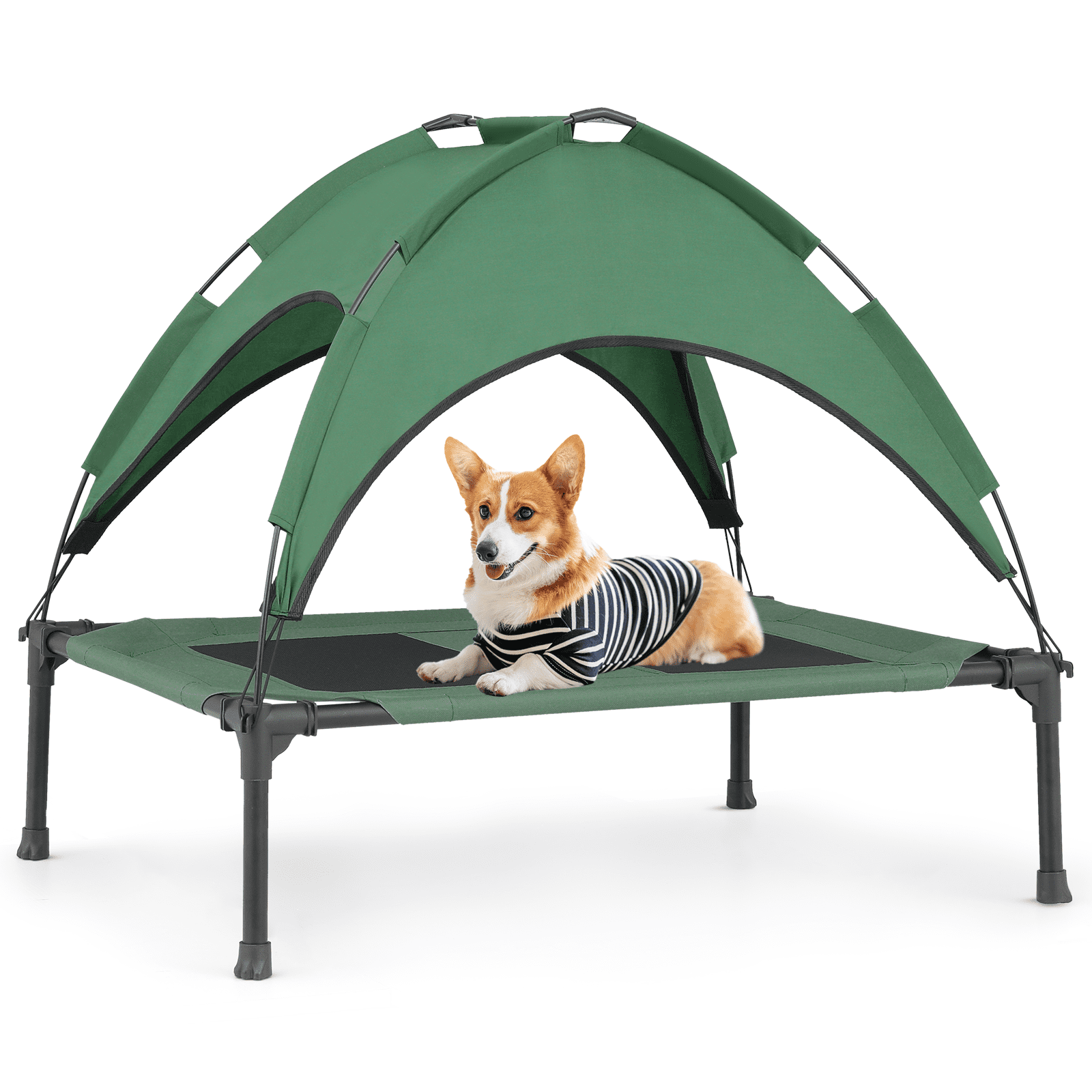 MoNiBloom 32" Elevated Dog Bed with Canopy, Outdoor Dog Cot with