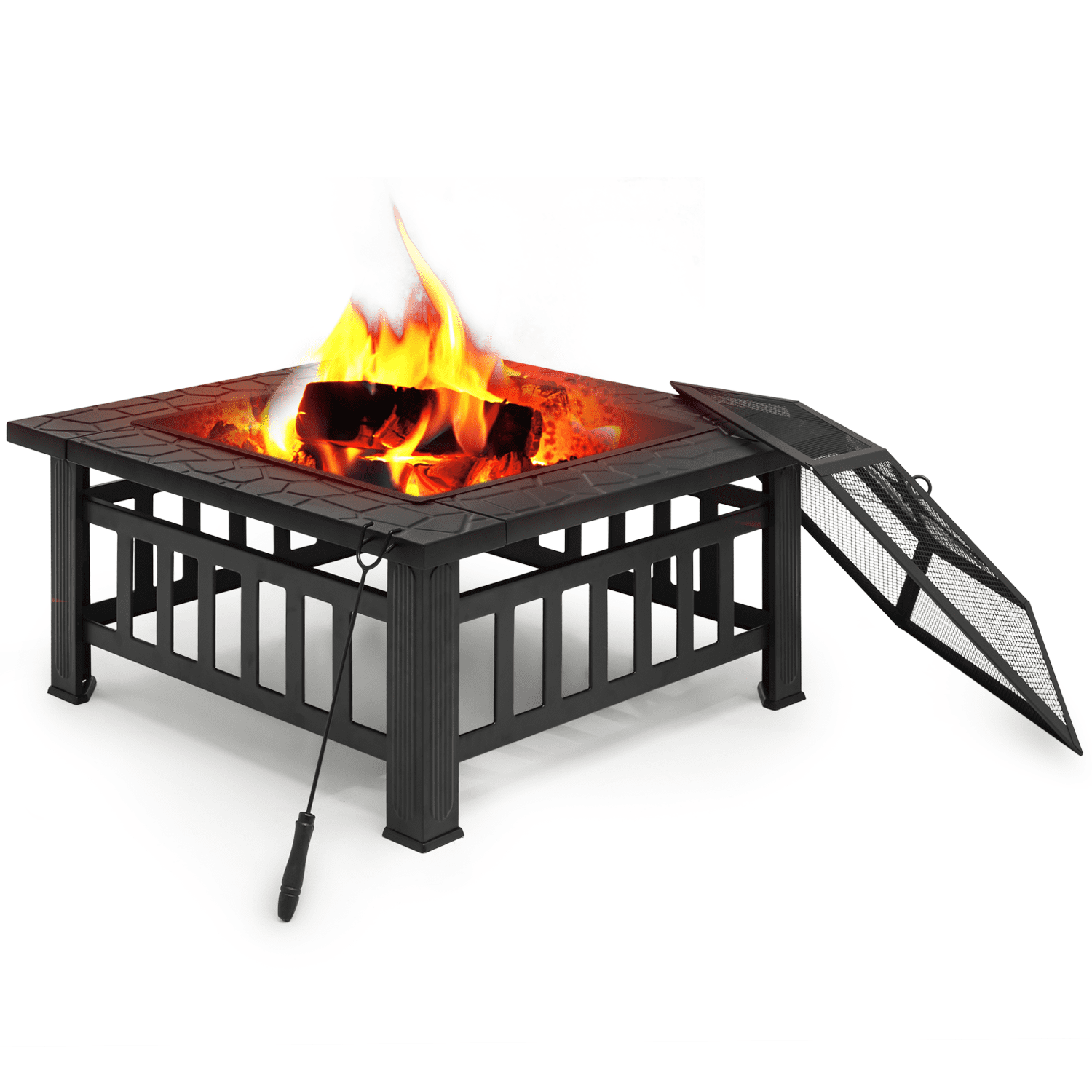 MoNiBloom 32" Fire Pit for Outside, Wood Burning Fire Pit Table with