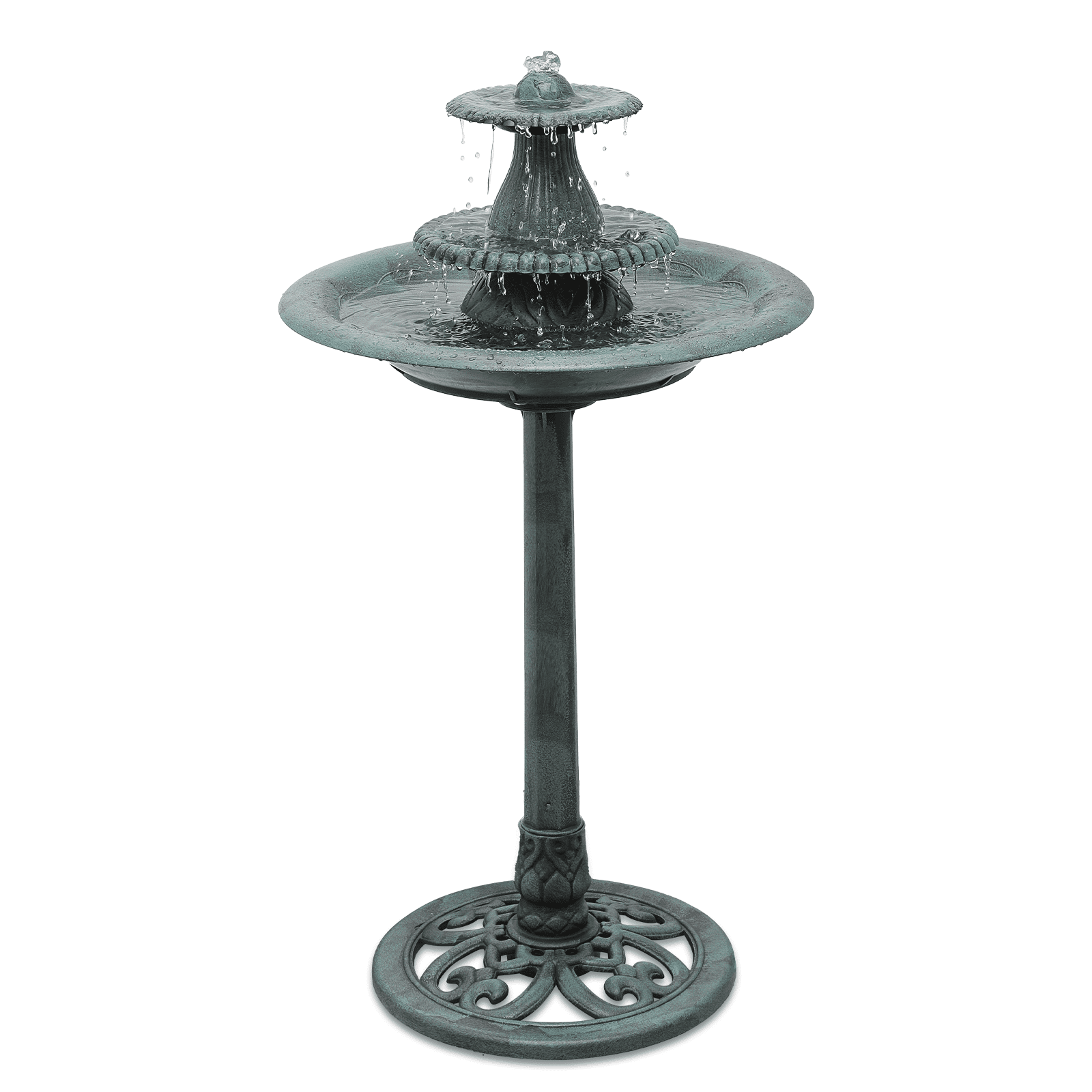 MoNiBloom 35" Outdoor Pedestal Water Fountain and Birdbath, Waterfall