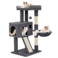 thumbnail image 1 of MoNiBloom 36" Cat Tree, Small Cat Playing House with Dangling Ball, Ramp, Hammock and Perch, Smoky Gray, 1 of 10