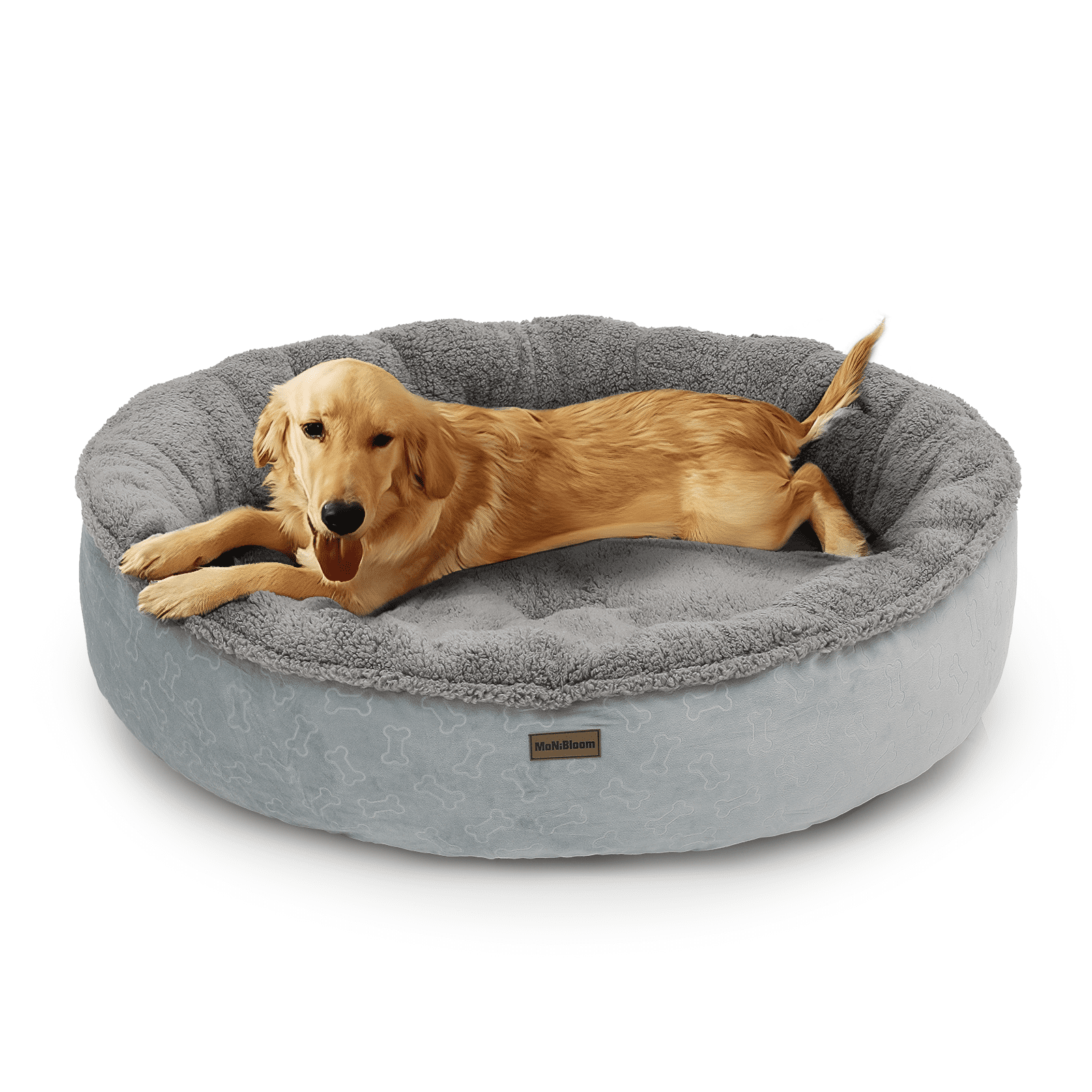 Large Dark Gray Plush Donut Pet Bed for Dogs and Cats