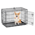 thumbnail image 1 of MoNiBloom 36" Metal Medium Durable Dog Crate Kennel, Folding Dog Cage 2 Door with Slide-out Tray & Removable Handle, Black, 1 of 10