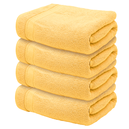 MoNiBloom 4 Pack Large Bath Towel 27"x54" High Absorbent Quick Dry Bath Towel Soft Shower Towels for Bathroom Spa Hotel Gym, Lemon Yellow