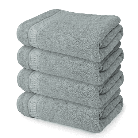 MoNiBloom 4 Piece Bath Towels 27 x 54 in, Ultra Soft Large Bath Towel Set Quick Dry Bathroom Towels Hotel Luxury Towels, Machine Washable, Gray