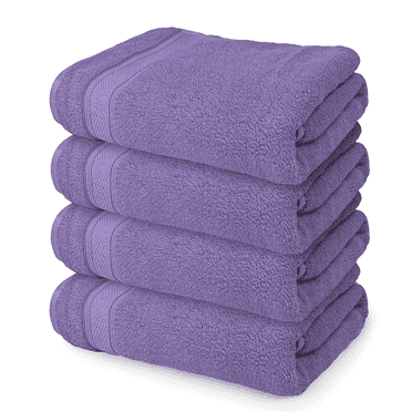 MoNiBloom 4 Piece Premium Bath Towel Set, 100% Cotton Soft Large Towels for Bathroom, High Absorbent Quick Dry, Machine Washable, Light Purple
