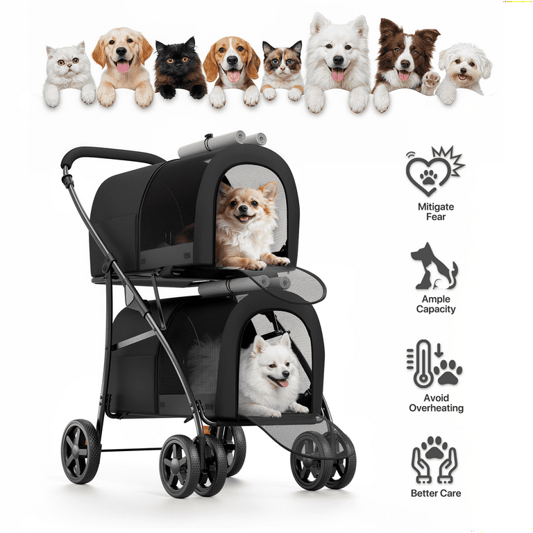 dog stroller cheap Pet Gear Double No-Zip Pet Stroller, Pine Green